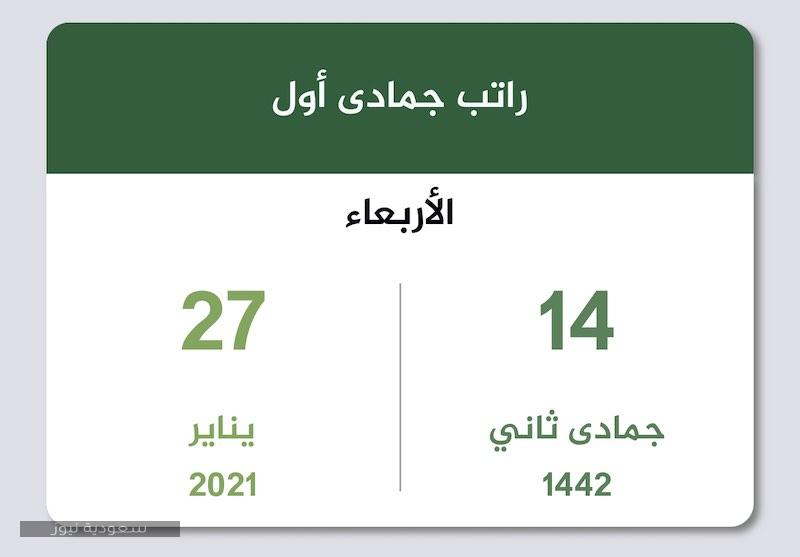 تاريخ نزول الراتب جمادى الأول 1442 يناير 2021 في السعودية سعودية نيوز