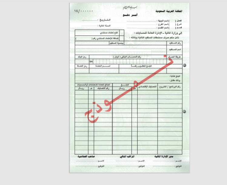 نموذج أمر دفع pdf من وزارة المالية السعودية